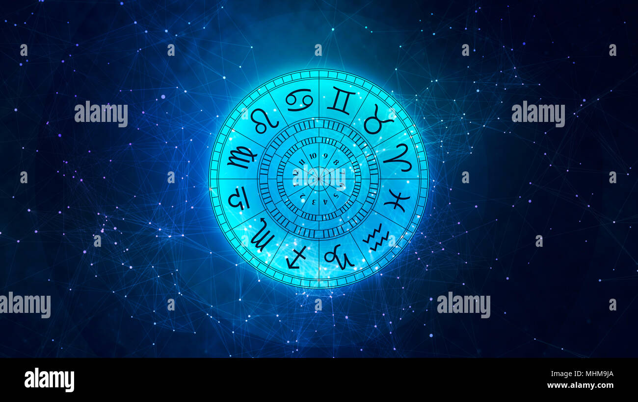 Zodiaco astrologia per segni oroscopo, lineart semplice illustrazione Foto Stock