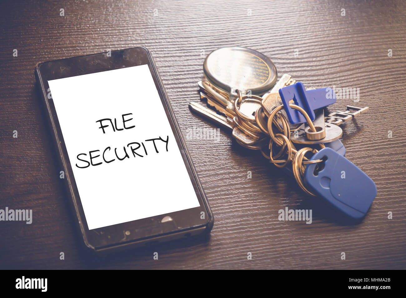 La sicurezza dei file parola scritta nello smartphone Foto Stock