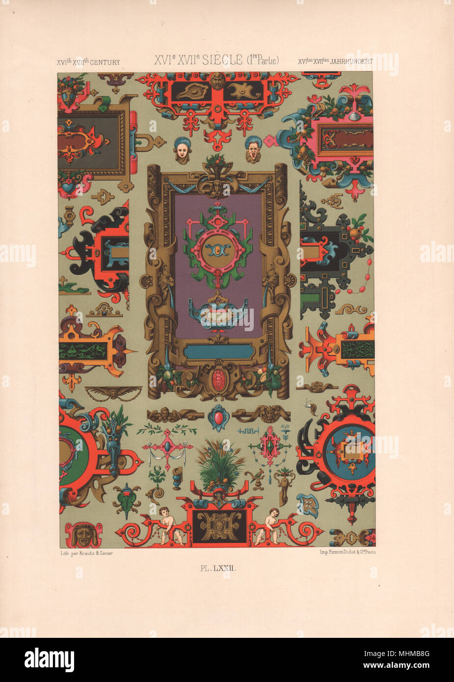 RACINET ORNEMENT POLYCHROME 72 16th/inizio XVII secolo arts patterns motif c1885 Foto Stock