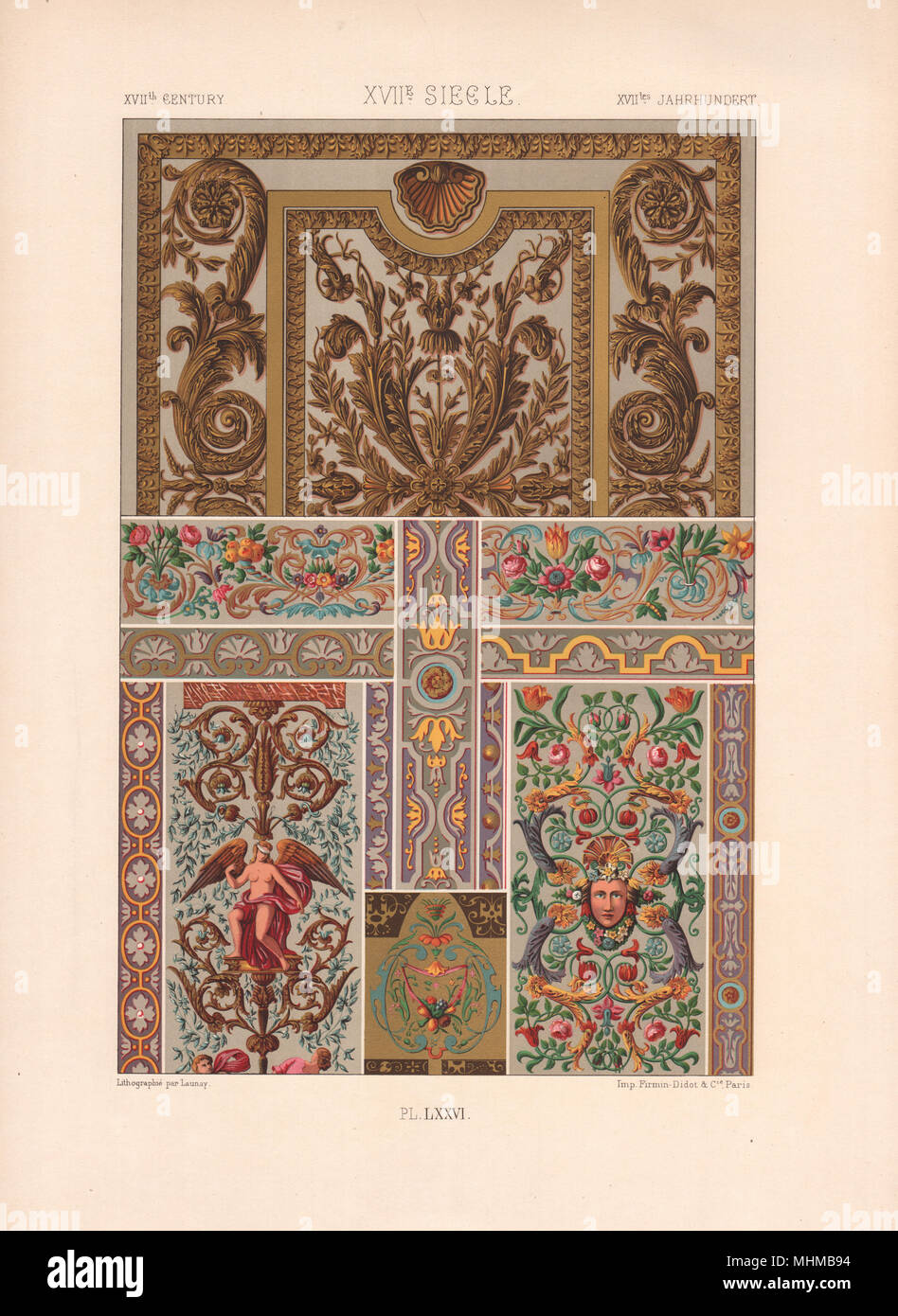 RACINET ORNEMENT POLYCHROME 76 inizio XVII secolo arte barocca modello c1885 Foto Stock