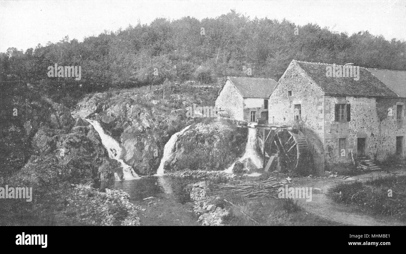 NIÈVRE. Saut de Gouloux, Formé par Caillot (affluente cura) 1900 antica stampa Foto Stock