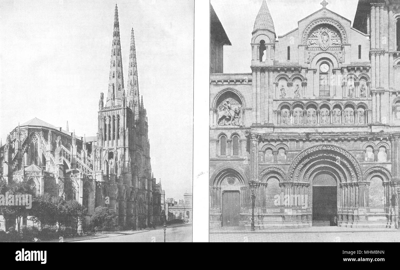 GIRONDE. Bordeaux. Cathédrale Saint André; Portail L'église SAINTE-CROIX 1900 Foto Stock