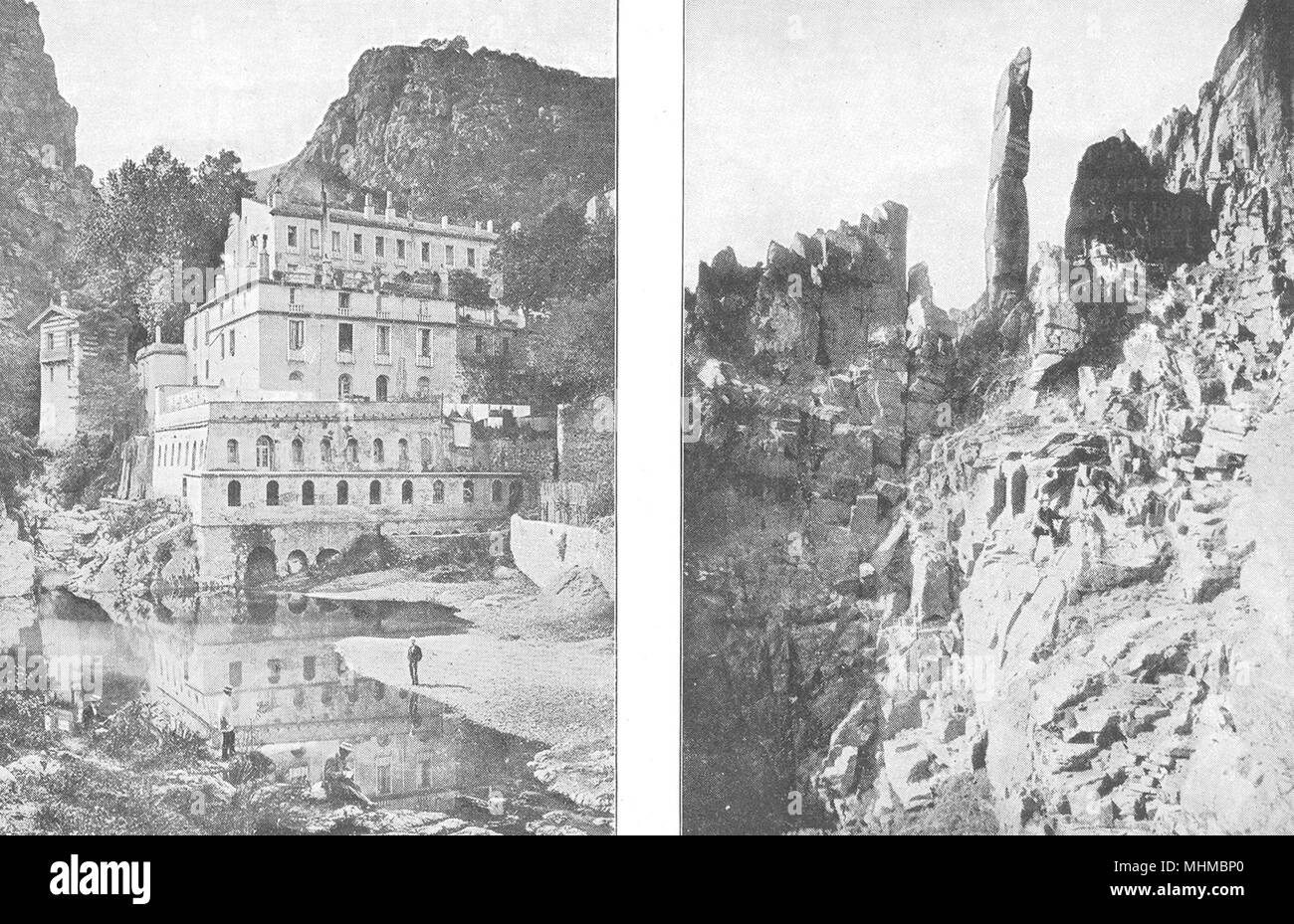 AMÉLIE-LES-BAINS. Établissement termico; Canigou. Roucher L'Aiguille 1900 Foto Stock