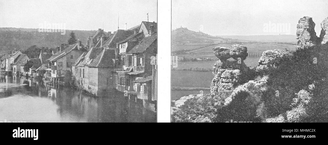 DOUBS. La Loue, un Ornans; Le Sabot de Frotey 1900 antica immagine di stampa Foto Stock