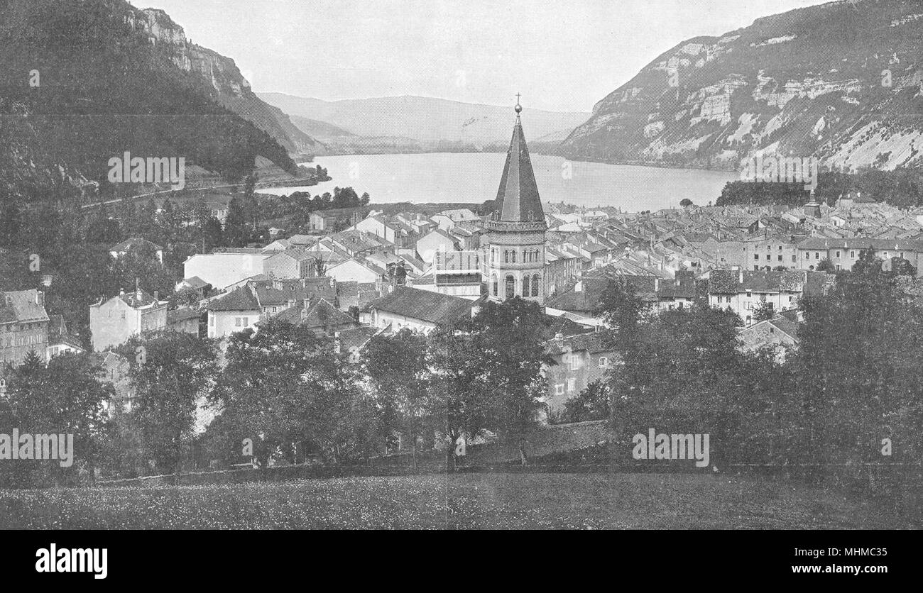 AIN. La Ville et Le Lac de Nantua 1900 antica vintage delle immagini di stampa Foto Stock