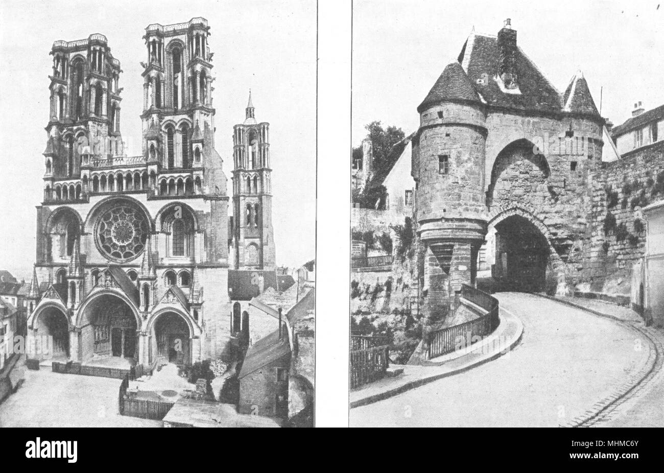 AISNE. Cathédrale de prestito; Porte D'ardon, a Laon 1900 antica stampa Foto Stock