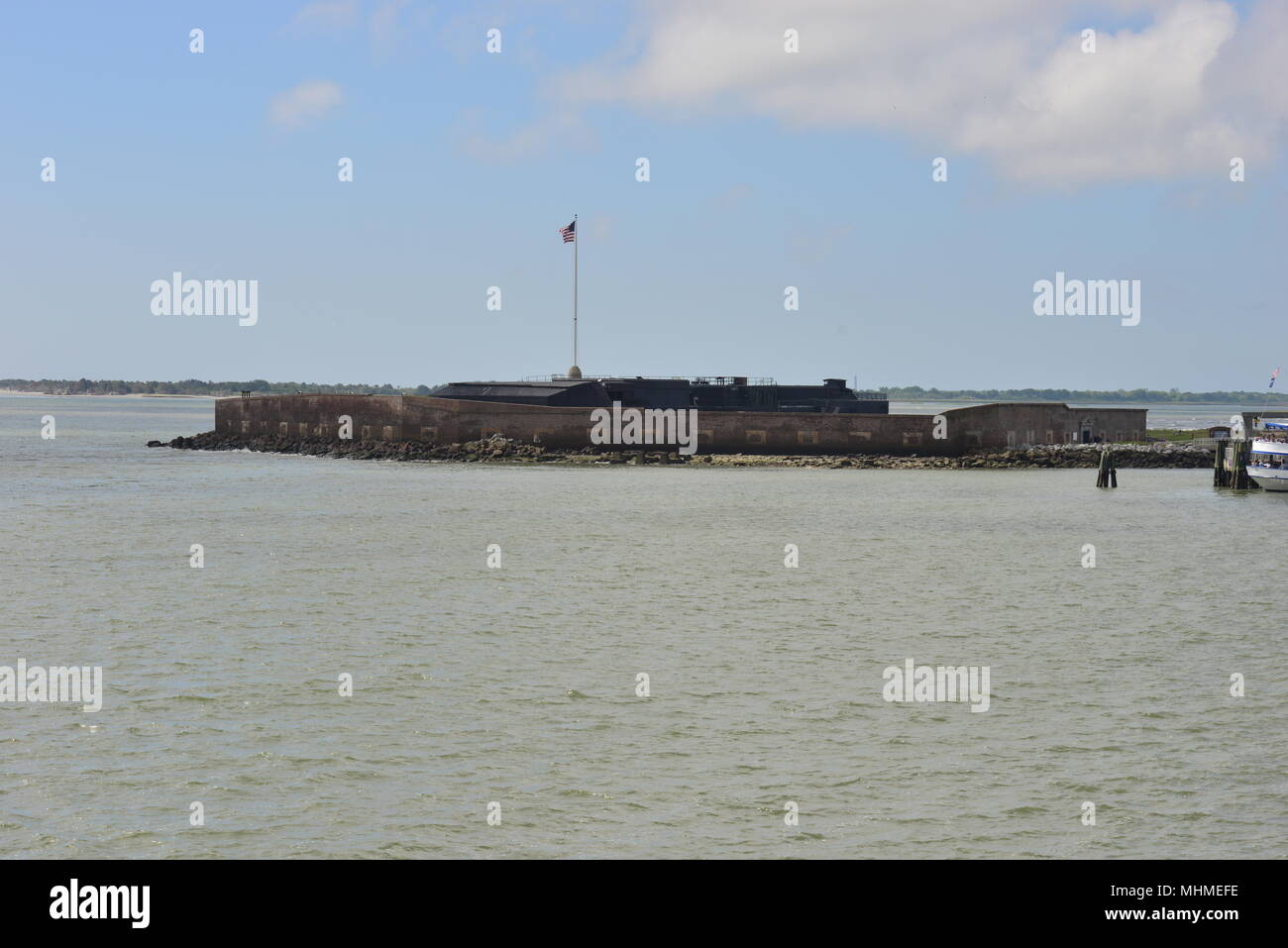 Fort nel canale di Charleston dove la guerra civile americana ha iniziato. Foto Stock