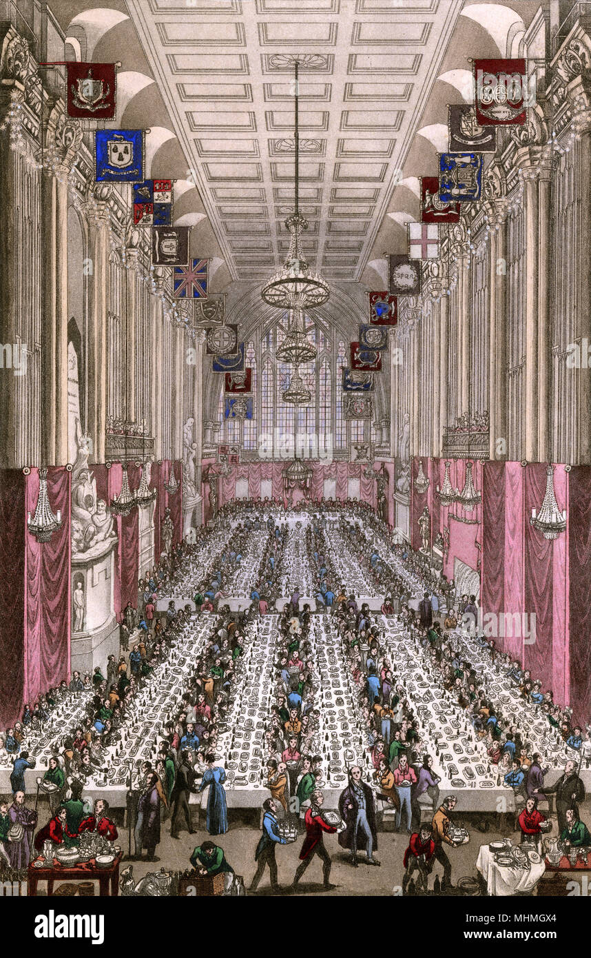 Il Sindaco di banchetto di inaugurazione svoltasi presso la Guildhall data: 1830 Foto Stock