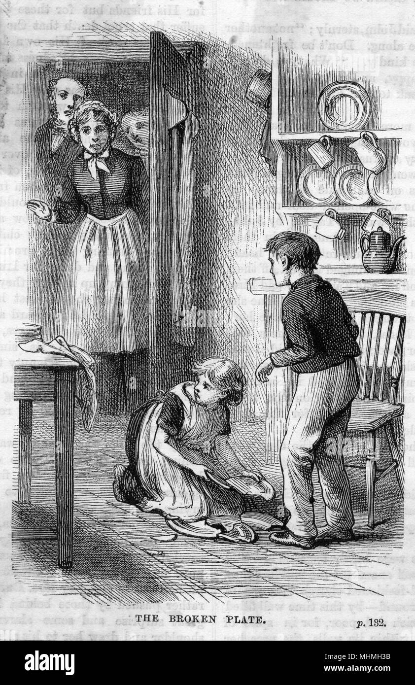 ROTTO PIATTO IN CUCINA Foto Stock