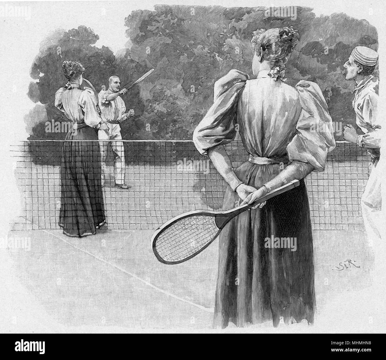 Un gioco di doppi misti data: 1894 Foto Stock