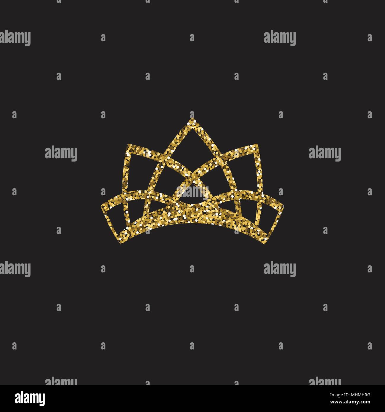 Corona di regina, royal gold copricapo. Re accessorio dorato. Isolato illustrazioni vettoriali. Classe Elite simbolo su sfondo nero. Illustrazione Vettoriale