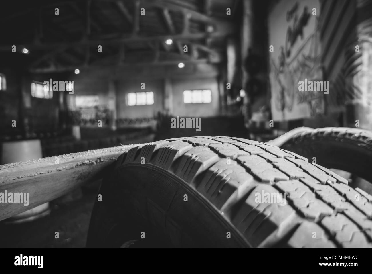 Pneumatico sul sport track sul motocross Foto Stock