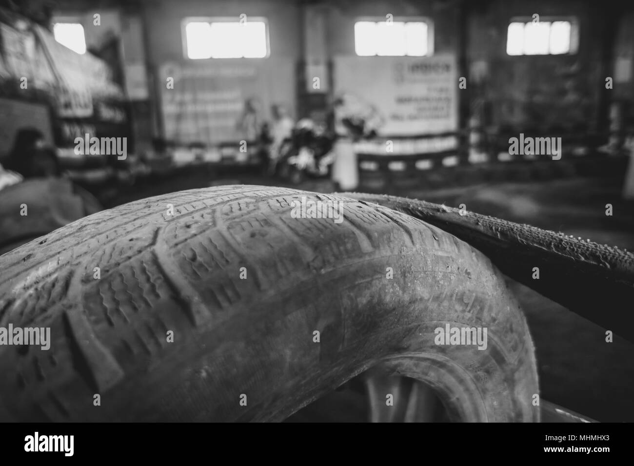 Pneumatico sul sport track sul motocross Foto Stock