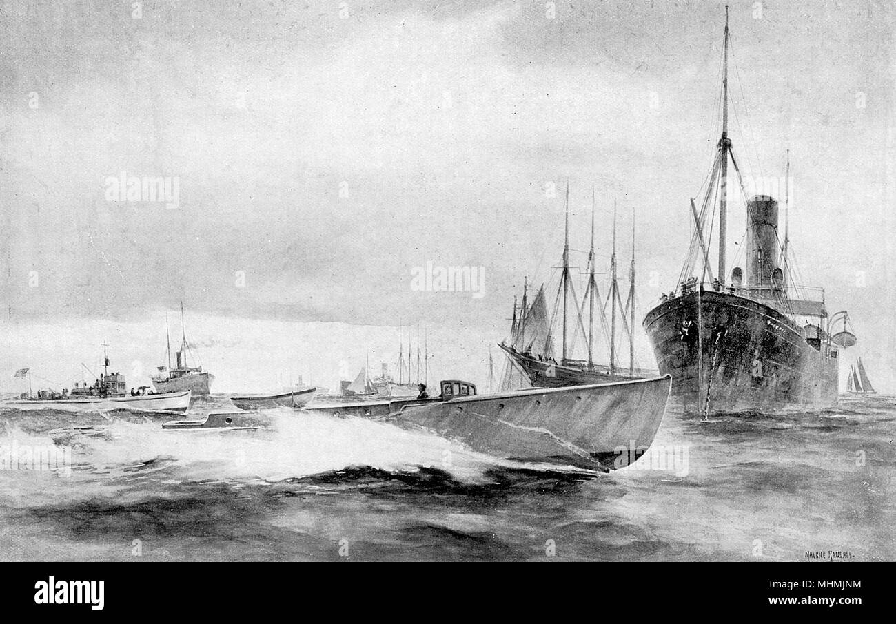 RUM Liquore di riga i vettori americani al di fuori delle acque territoriali, off New Jersey, attendere per scaricare la loro merce data: 1923 Foto Stock