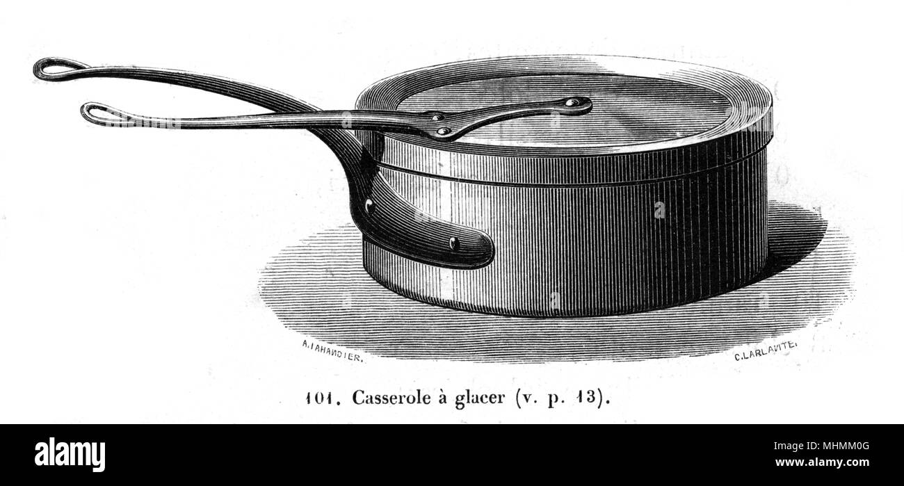 Una casseruola di metallo piatto - 19th ° secolo Foto Stock