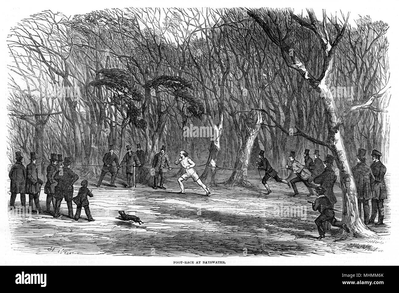 Gara podistica a Bayswater - presumibilmente in Hyde Park. Data: 1851 Foto Stock