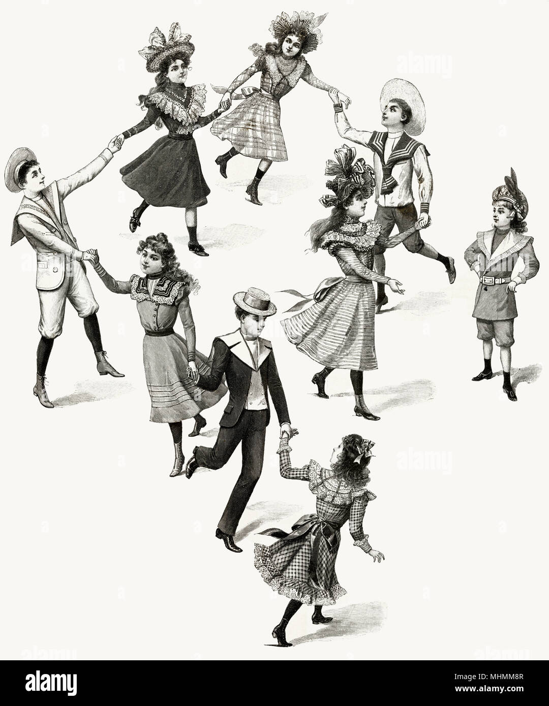 La moda per bambini tardo vittoriani 1899 Foto Stock