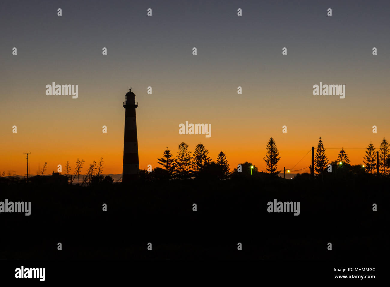 Punto Moore faro in Geraldton durante il tramonto, Western Australia. Foto Stock