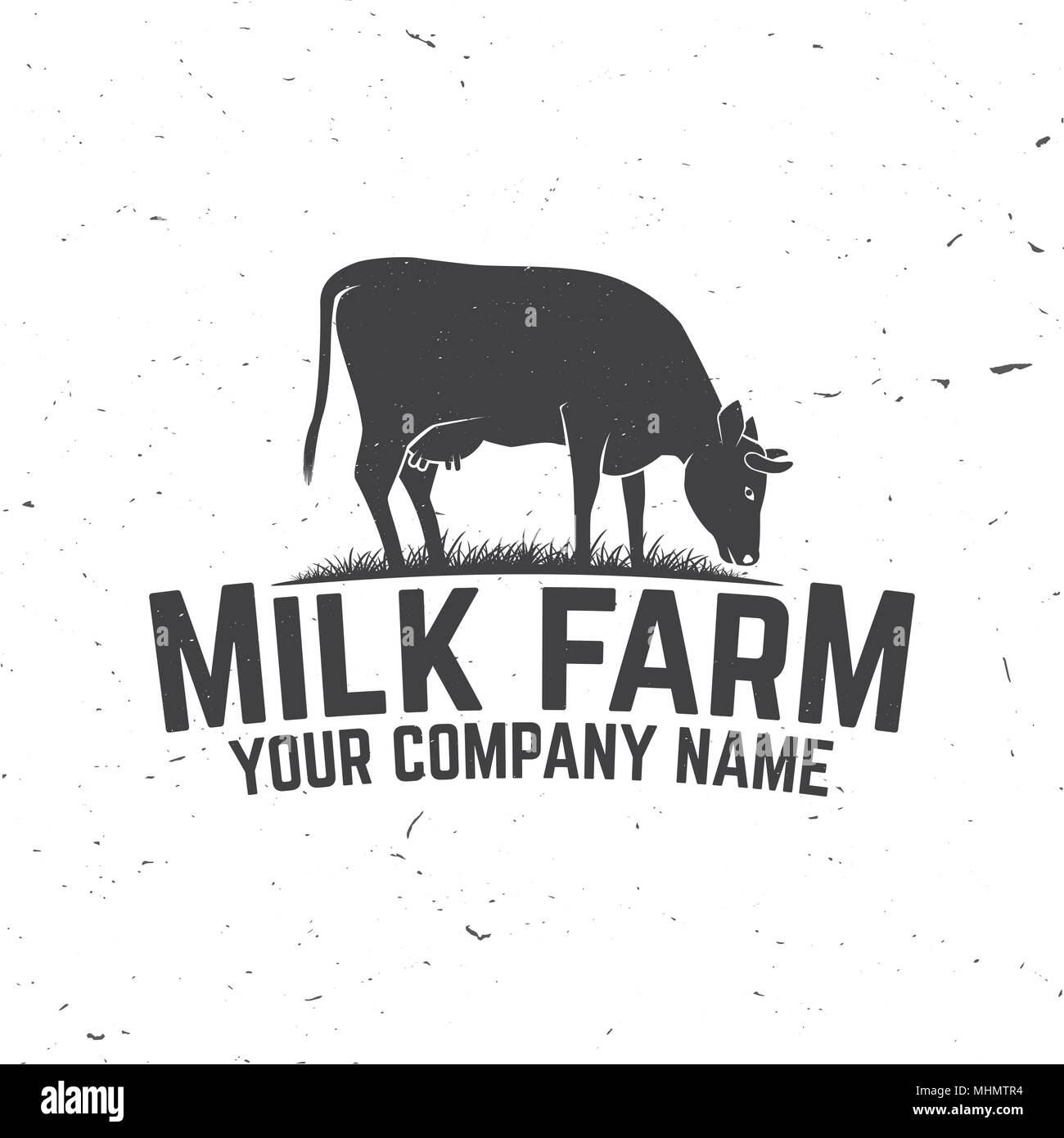 Fattoria di latte badge o etichetta. Illustrazione Vettoriale. Vintage design tipografia con silhouette di vacca. Gli elementi sul tema del latte azienda agricola. Illustrazione Vettoriale