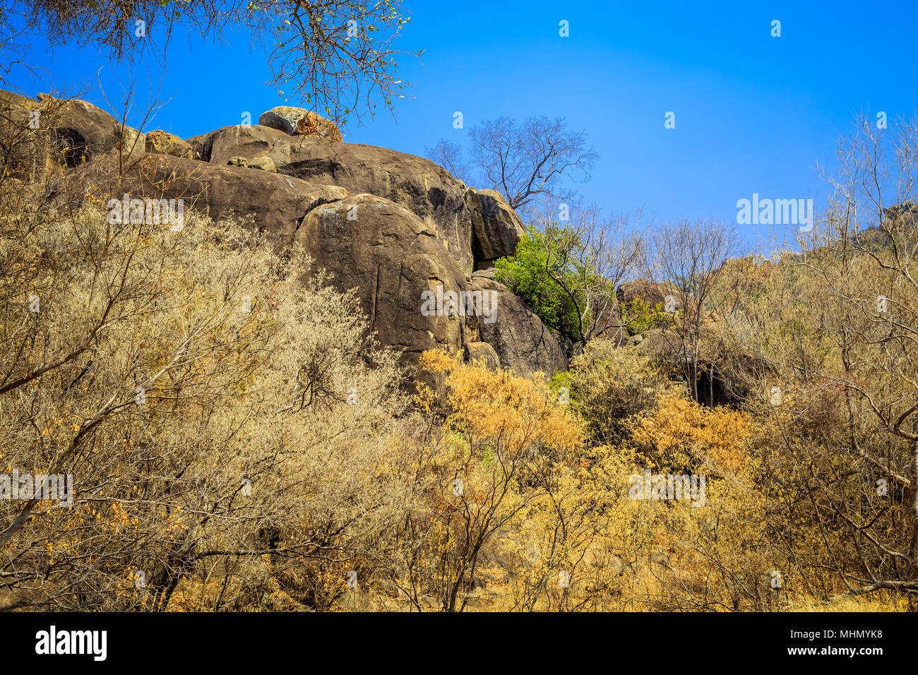 Le formazioni rocciose di Matobo National Park, Zimbabwe. Settembre 11, 2016. Foto Stock