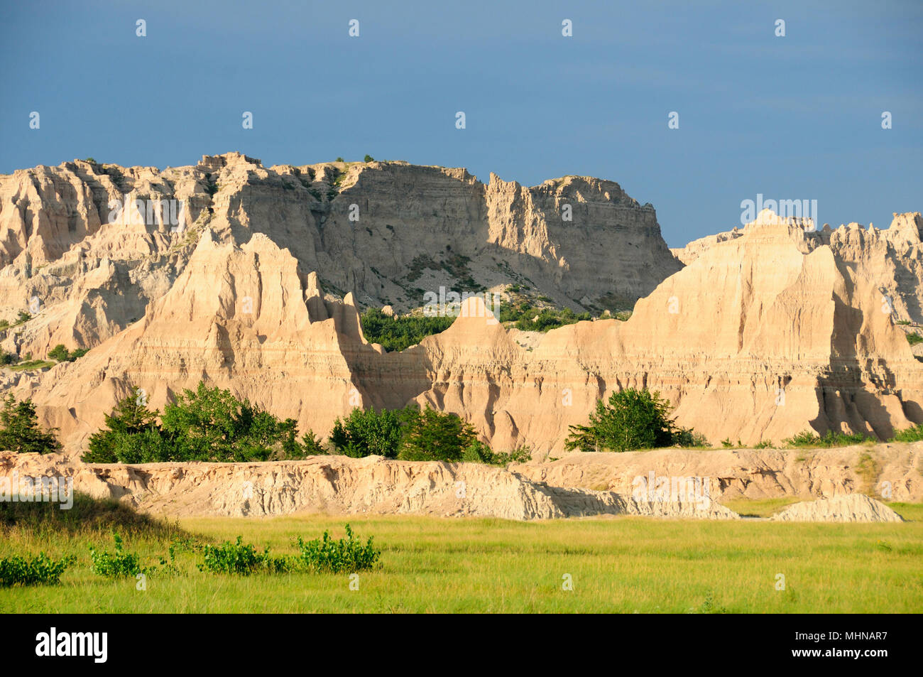 Le ombre della sera nel Parco nazionale Badlands Foto Stock