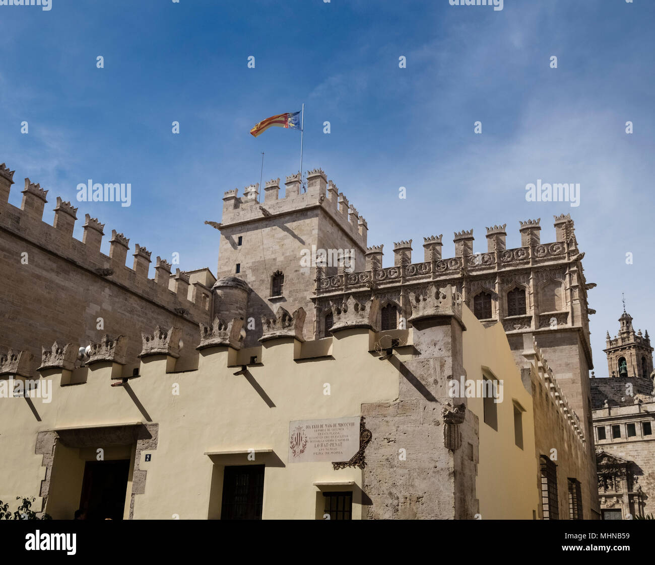 La Lonja, ex seta e commodities exchange edificio in stile gotico, adesso sito del Patrimonio Mondiale, Nord Ciutat Vella distretto, Valencia, Spagna. Foto Stock