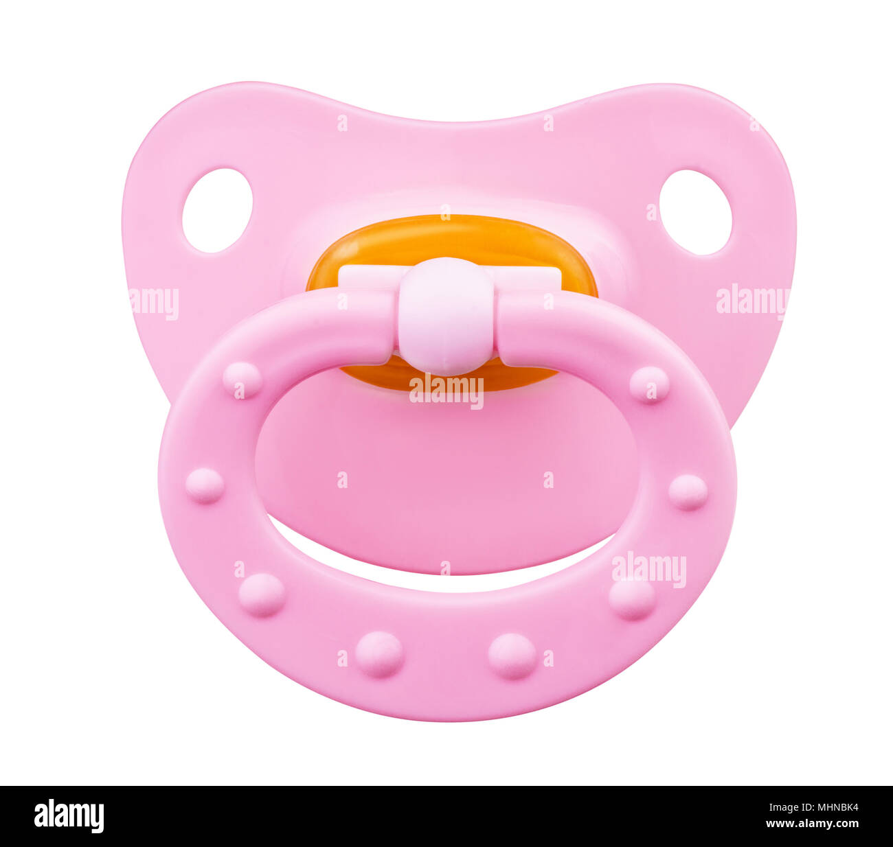 Rosa succhietto ortodontico isolato su un bianco Foto Stock