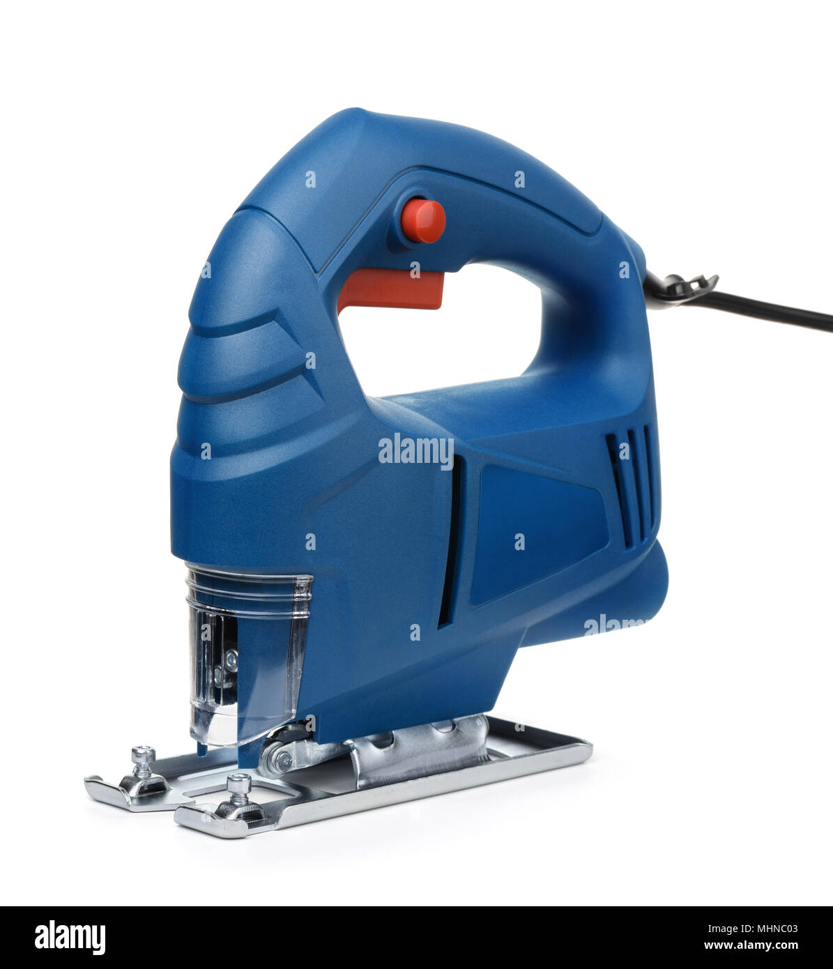 Blu elettrico di seghetto alternativo isolato su bianco Foto Stock