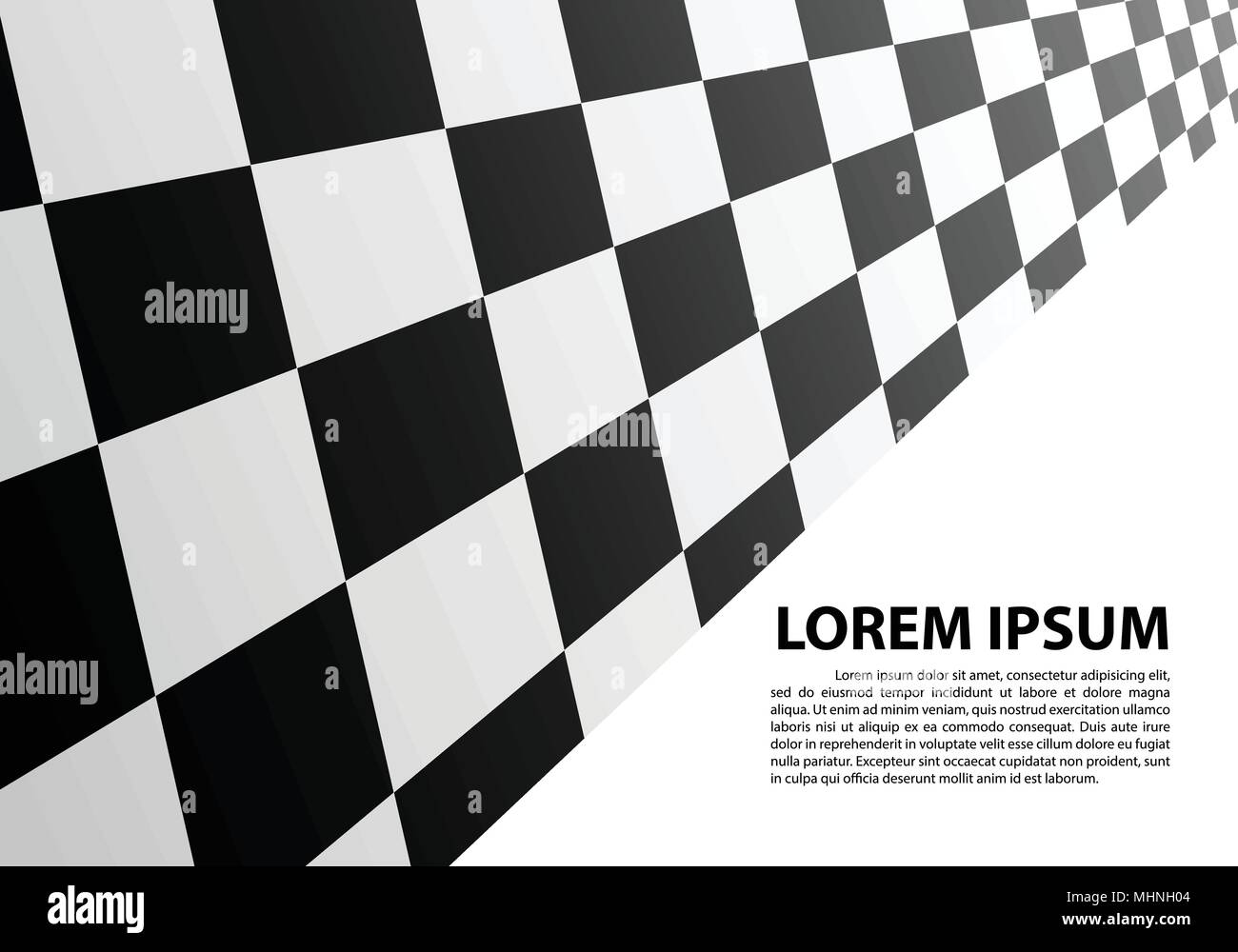 Prospettiva a scacchi su bianco spazio vuoto posto di testo dello sport design gara del campionato sfondo illustrazione vettoriale Illustrazione Vettoriale