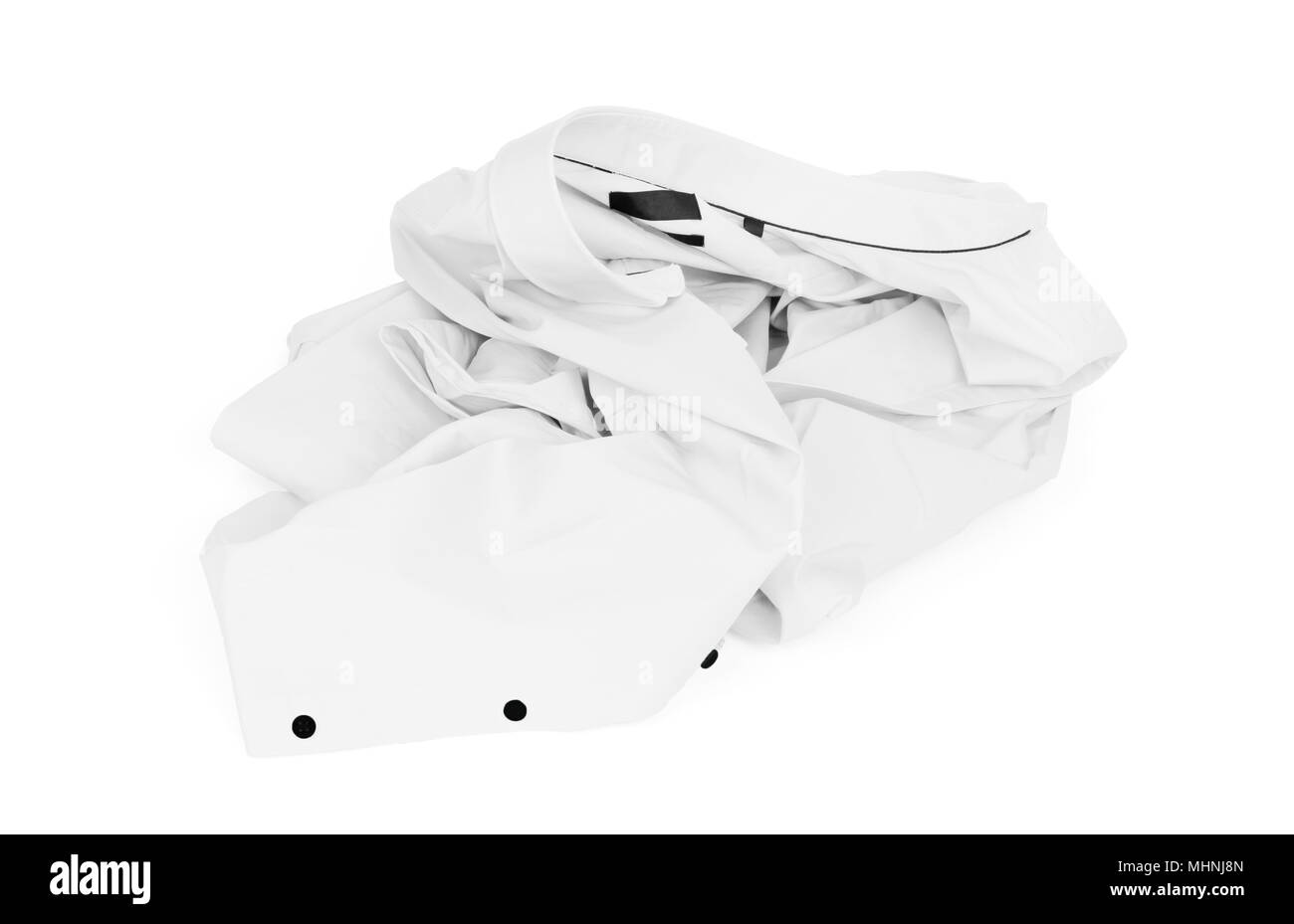 È dispiegata uomo bianco shirt su sfondo bianco - dispiegata, servizio lavanderia Foto Stock