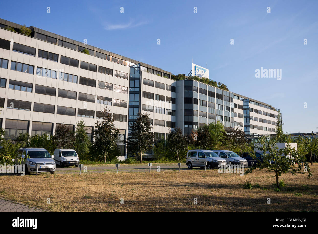 Edificio principale della sede di SAP SE, un tedesco ed europeo software multinazionale Corporation con sede a Walldorf, Baden-Württemberg, Germania Foto Stock