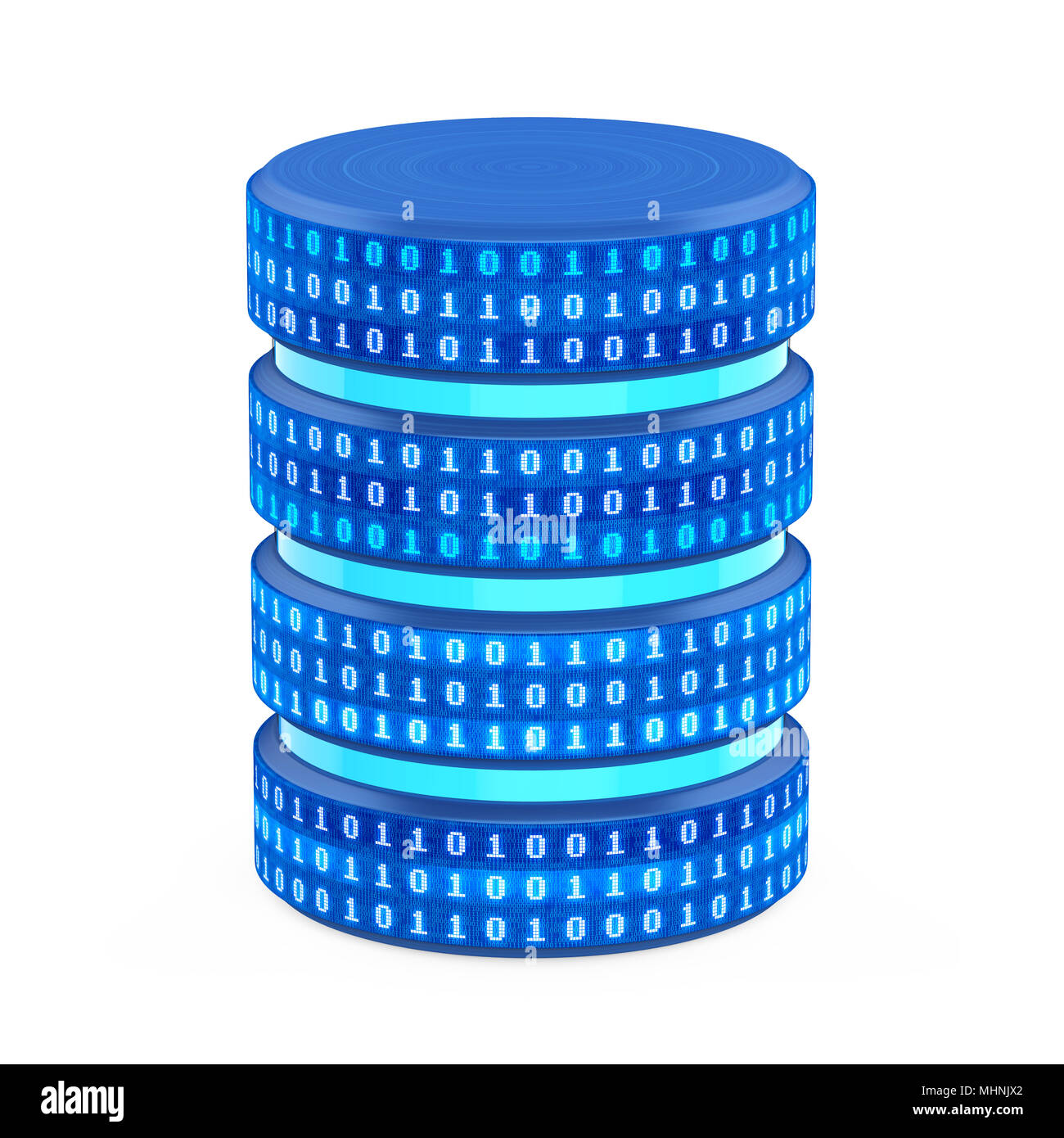 Icona di Database con codice binario isolato Foto Stock