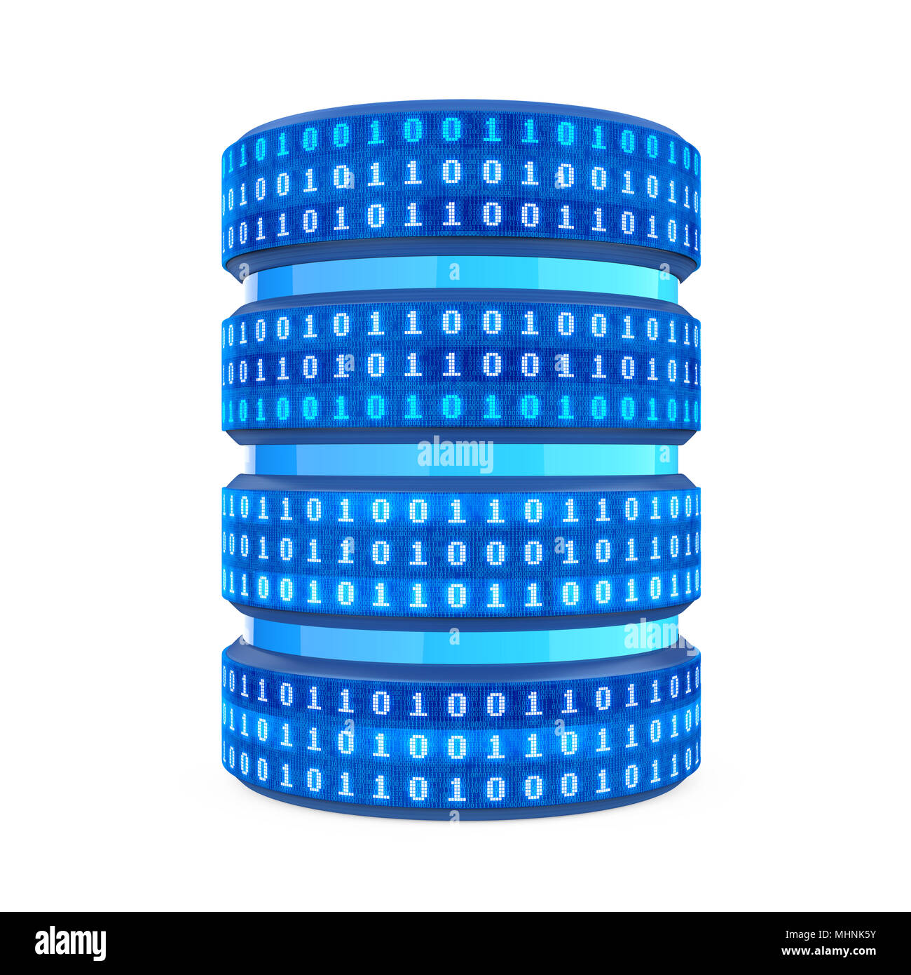 Icona di Database con codice binario isolato Foto Stock