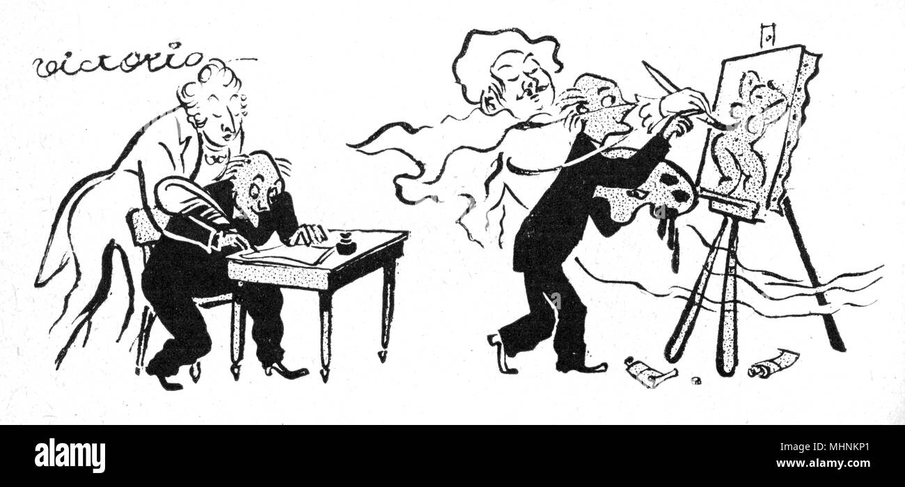 L'uomo aiutato dai fantasmi del passato - Cartoon da Victoria Foto Stock