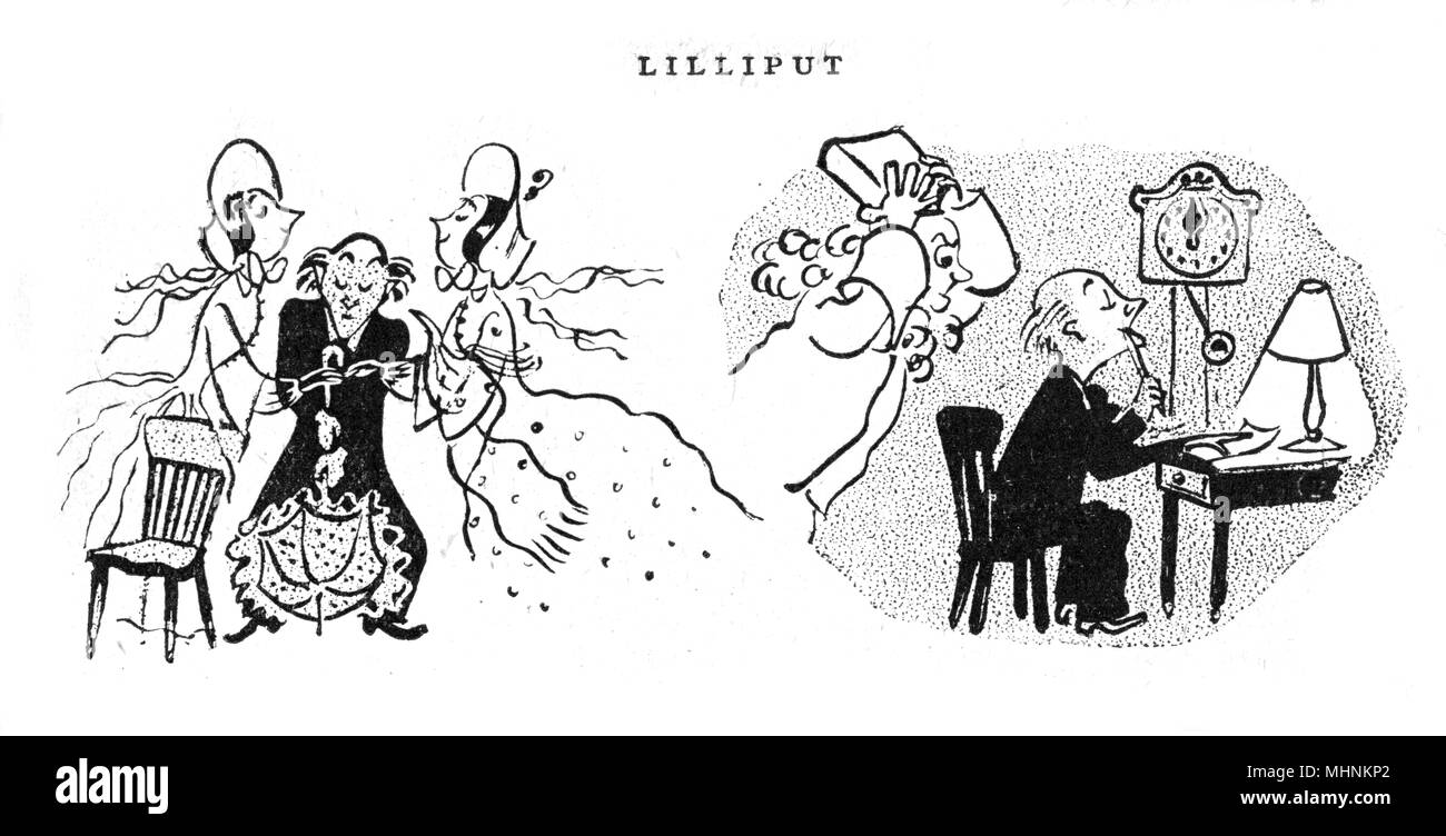 L'uomo aiutato dai fantasmi del passato - Cartoon da Victoria Foto Stock