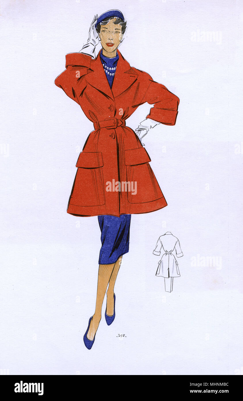 Piastra moda - 1950s - Francese - Costume da donna Foto Stock