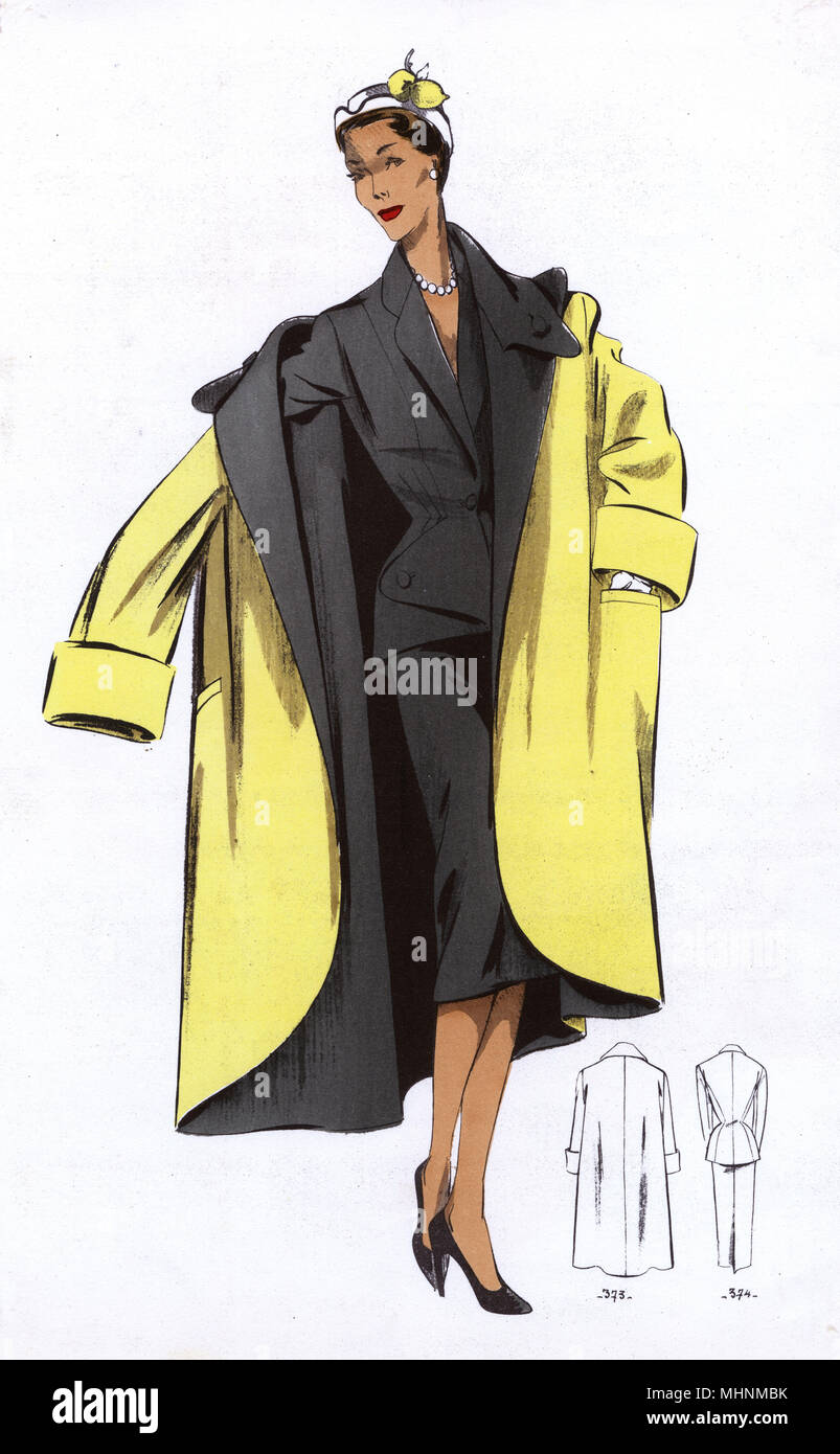 Piastra moda - 1950s - Francese - Costume da donna Foto Stock