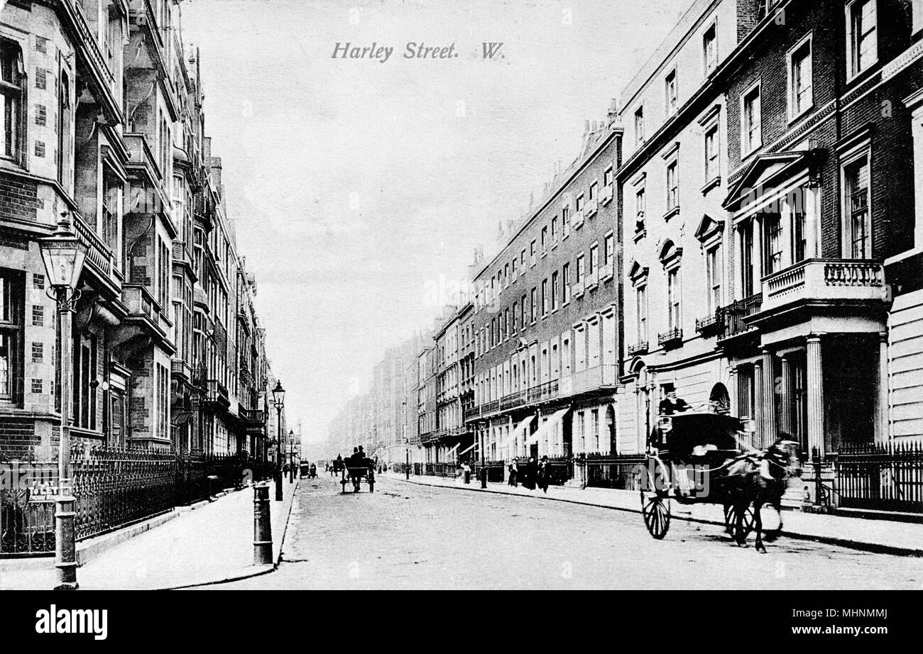 Vista di Harley Street, Londra. Data: circa 1908 Foto Stock
