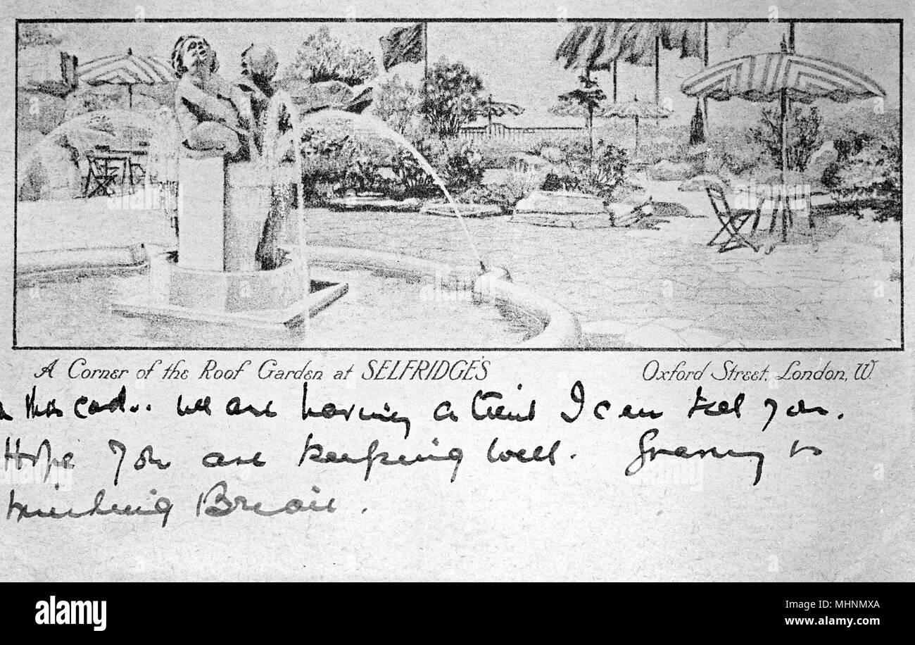 Angolo del roof Garden, Selfridge's, Oxford Street, Londra Foto Stock