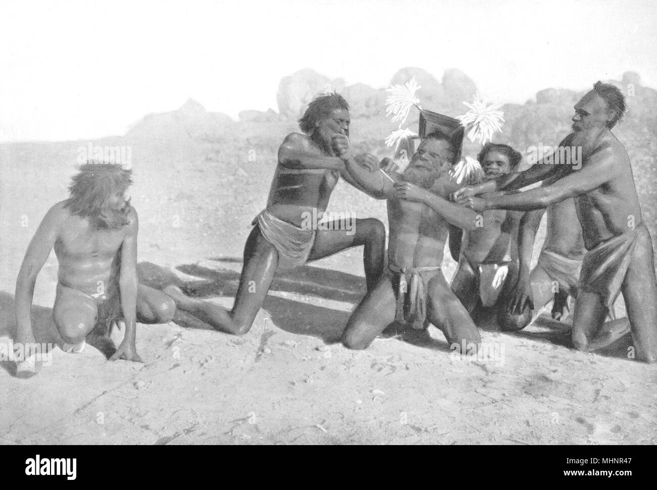 AUSTRALIA. Australia. Cerimonia per rendere Snakes-Urabunna tribù; 1900 stampare Foto Stock