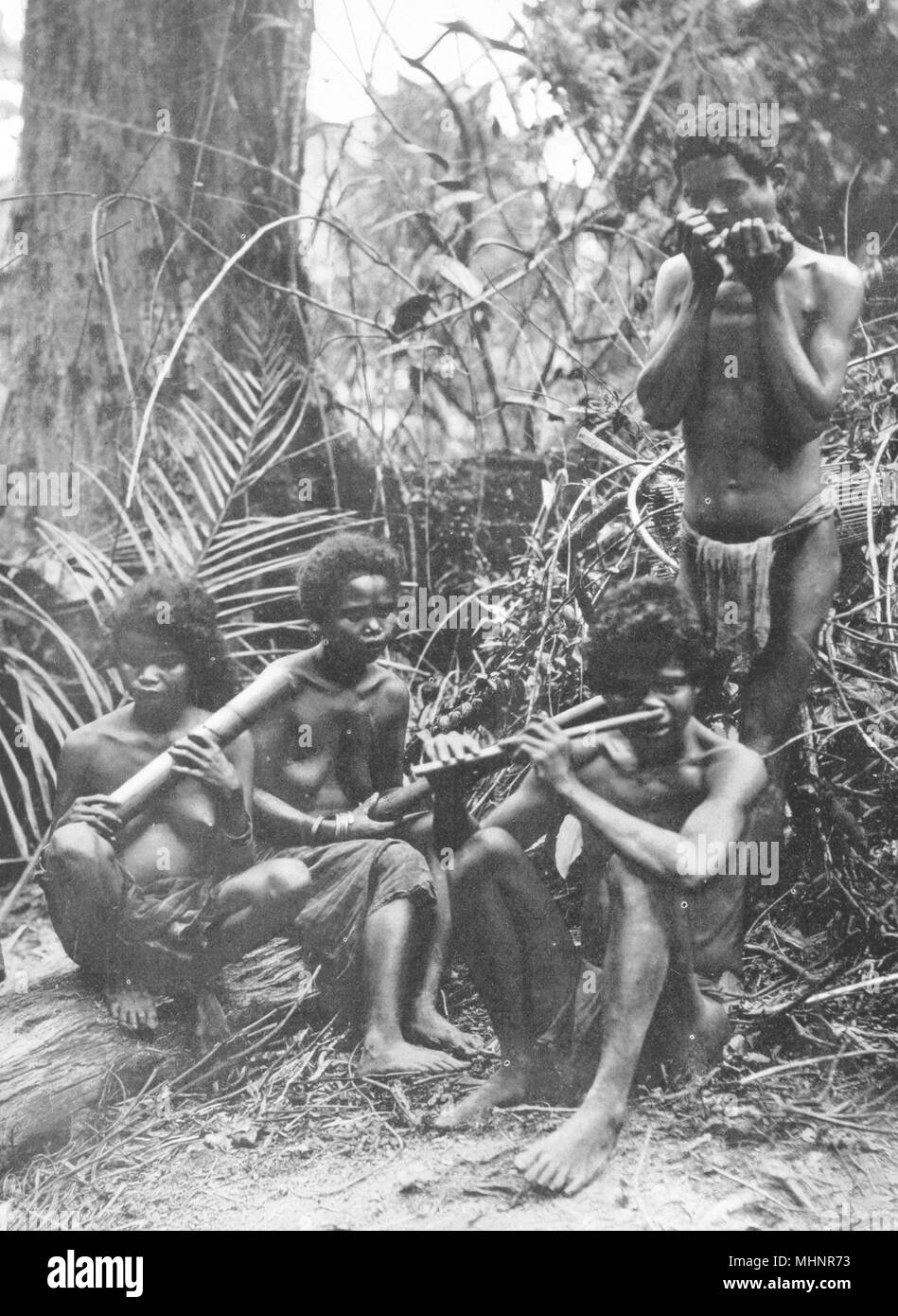 MALAYSIA. La penisola malese. Giungla primitiva musica; wild Sakai di Perak 1900 Foto Stock