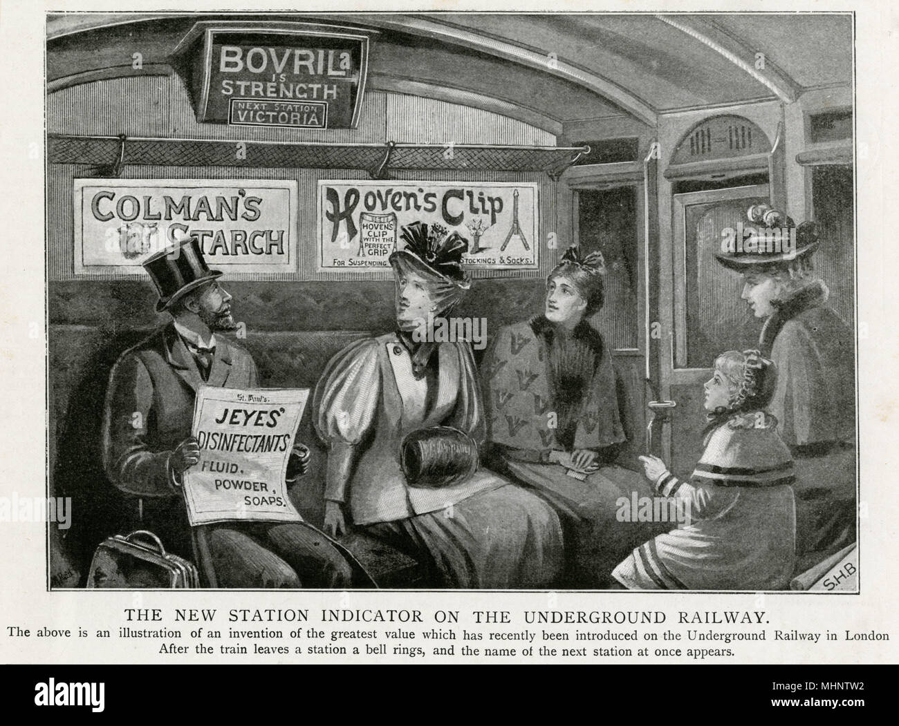 Metropolitana - nuovo indicatore stazione 1896 Foto Stock