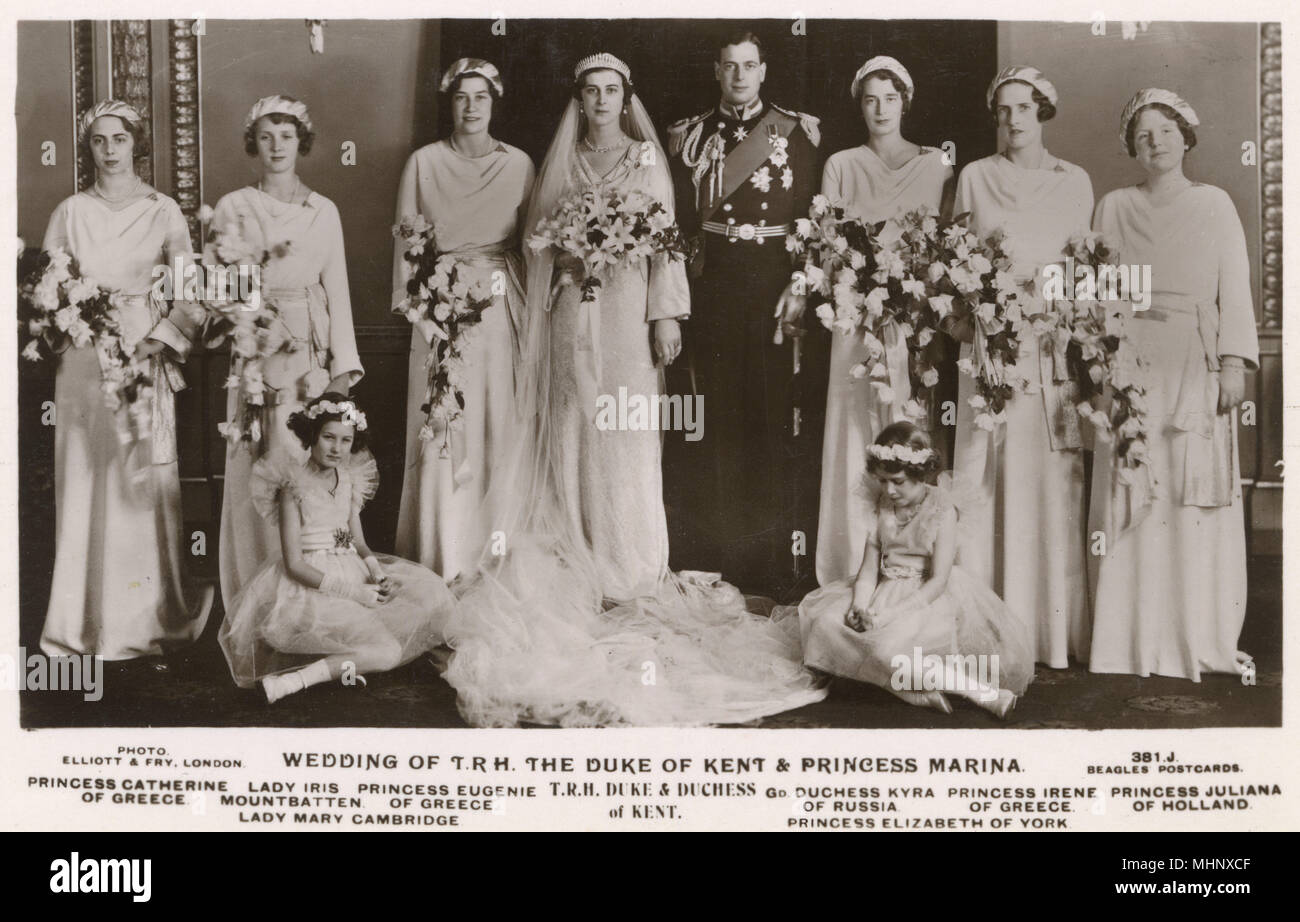 Gruppo di nozze, Duca di Kent, Principessa Marina di Grecia Foto Stock