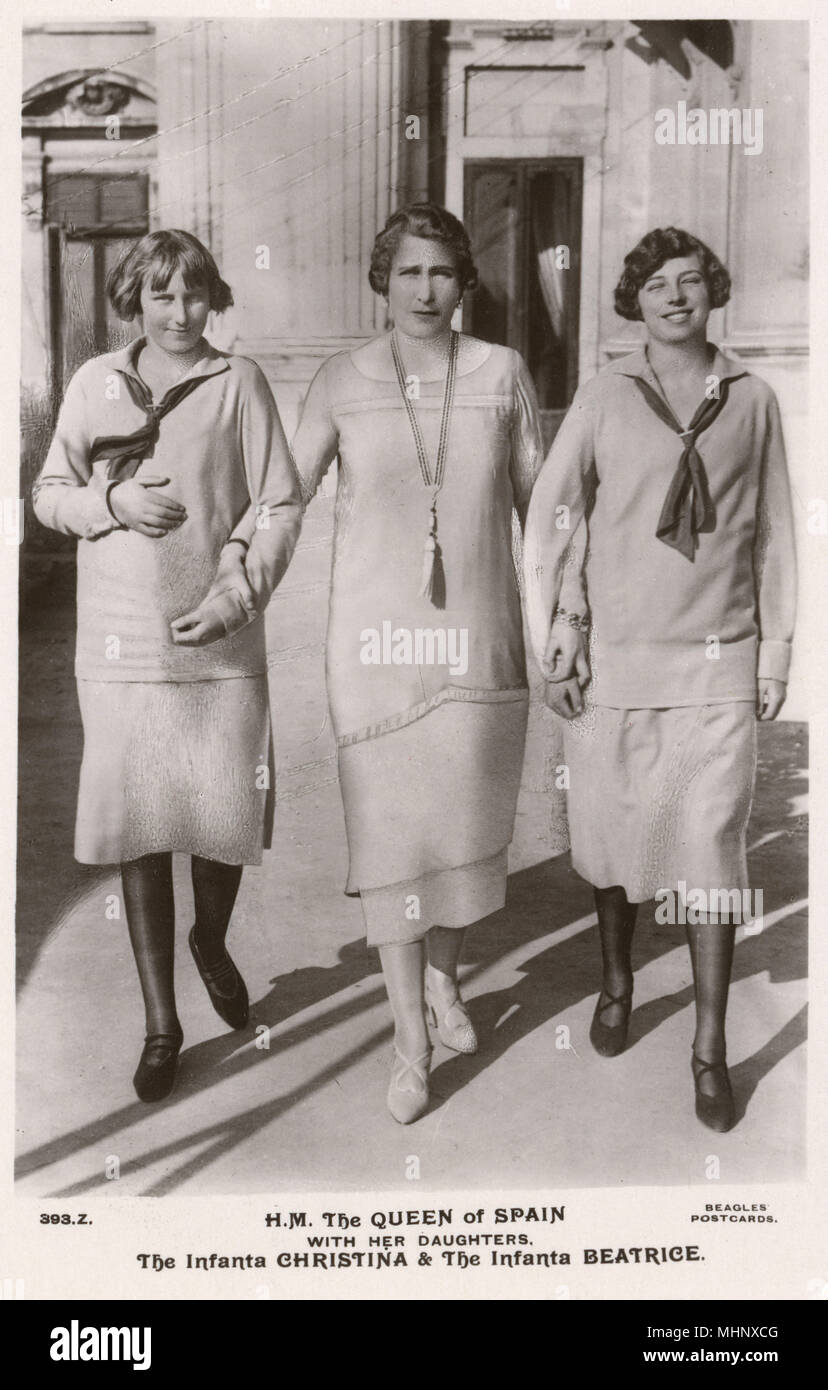 Regina di Spagna con le sue figlie Cristina e Beatriz Foto Stock