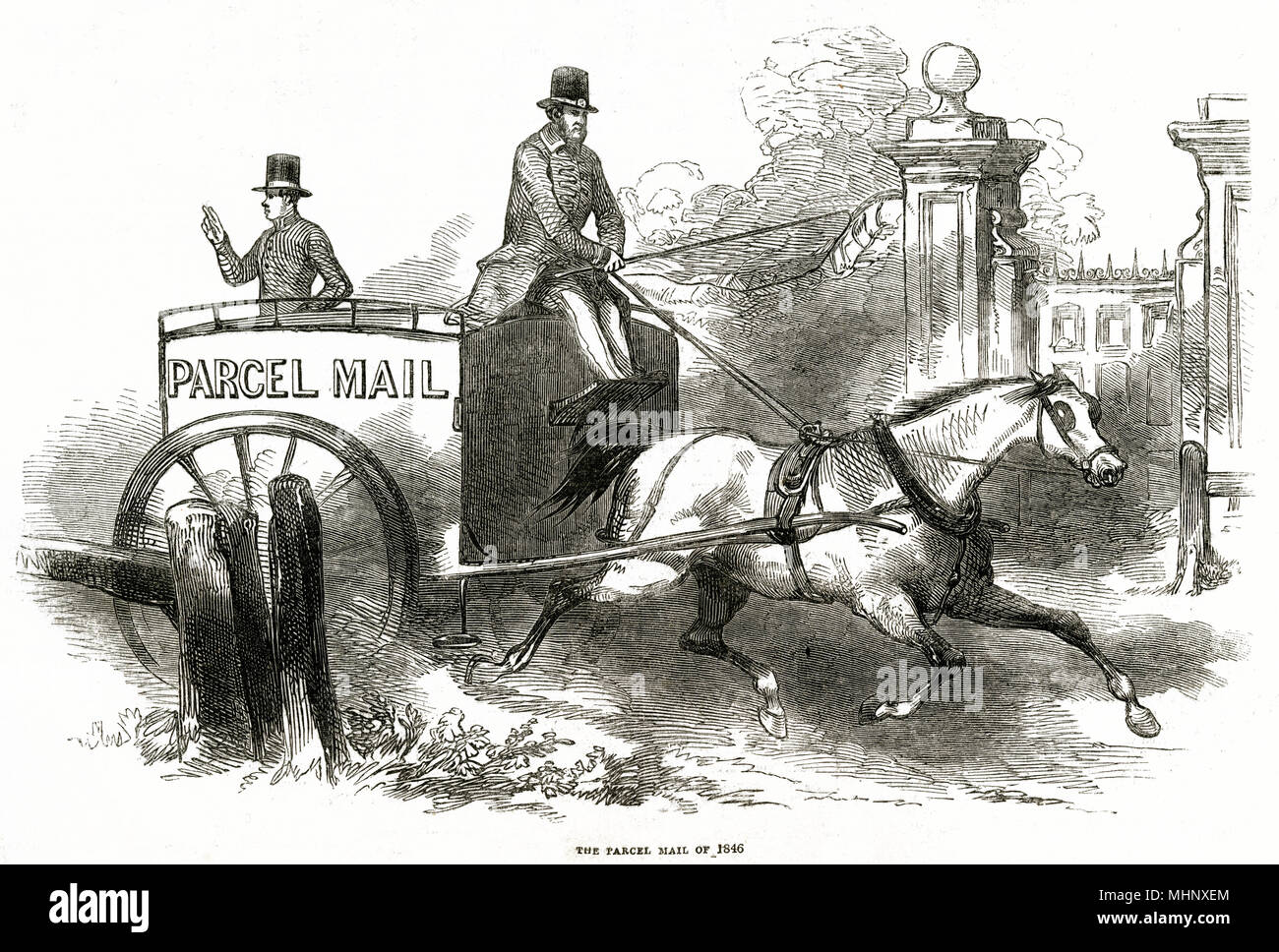 Servizio postale pacchi trainati da cavalli 1849 Foto Stock