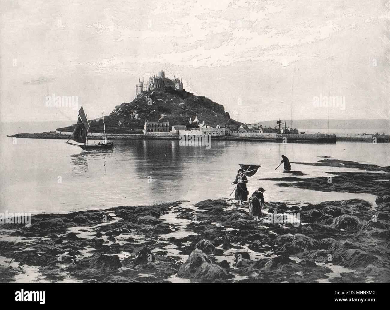 La Cornovaglia. La parrocchia di san Michele Monte 1900 antica vintage delle immagini di stampa Foto Stock