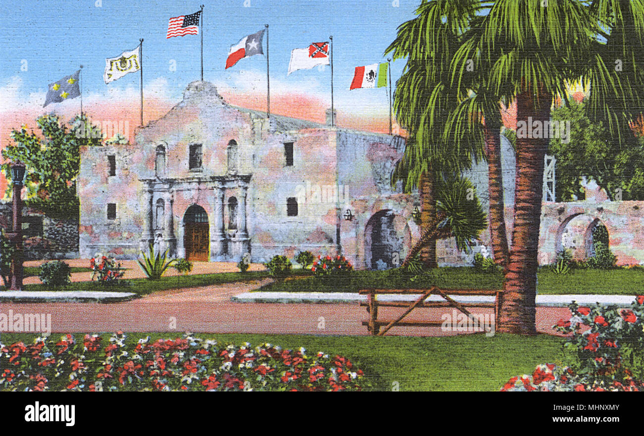 Libretto di cartoline, The Alamo, San Antonio, Texas, USA Foto Stock