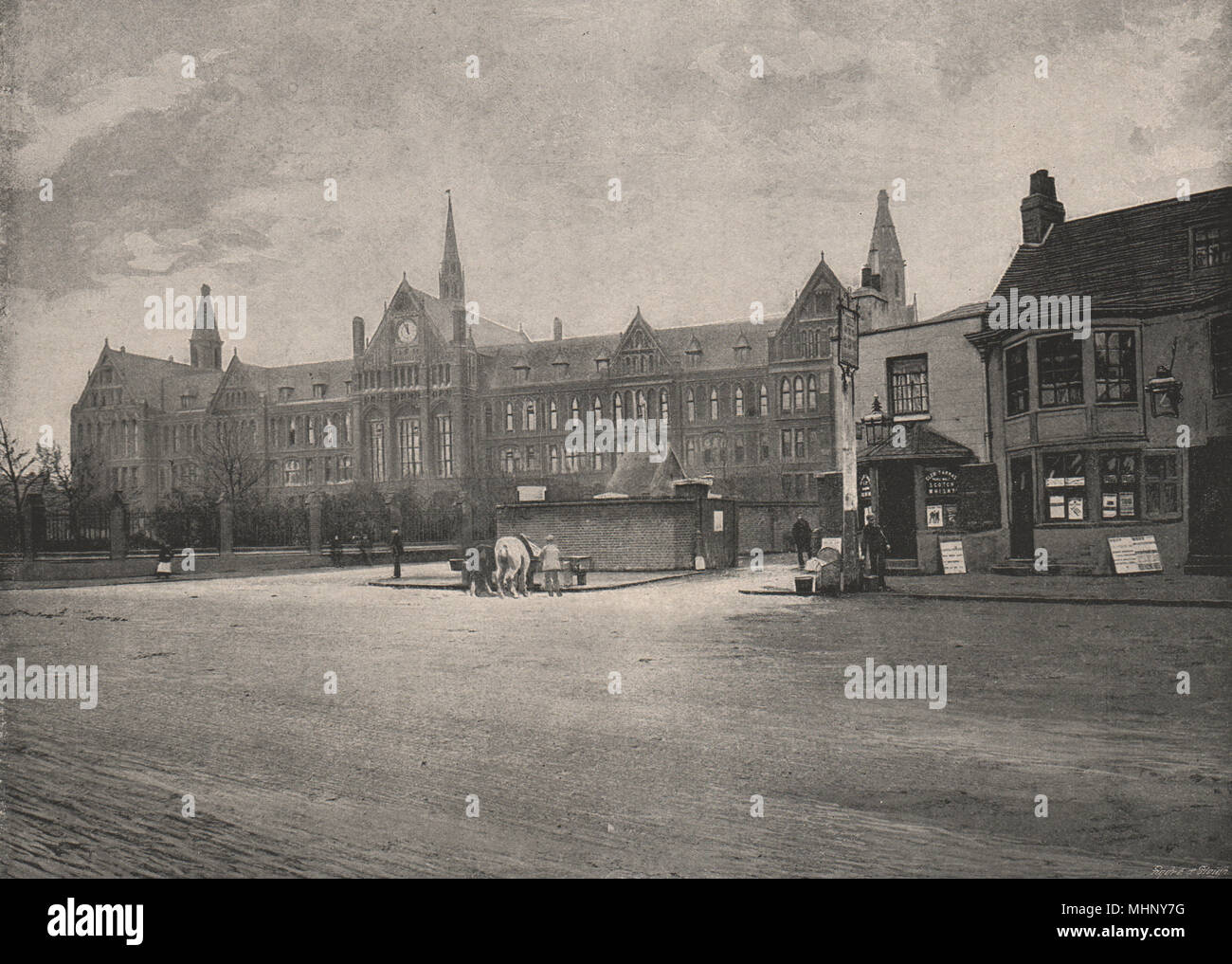 San Paolo a scuola con il vecchio 'Red Cow,' Hammersmith. Londra. Istruzione 1896 Foto Stock