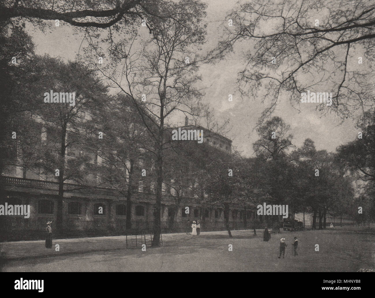 Carlton House Terrace. Londra. Case storiche 1896 antica immagine di stampa Foto Stock