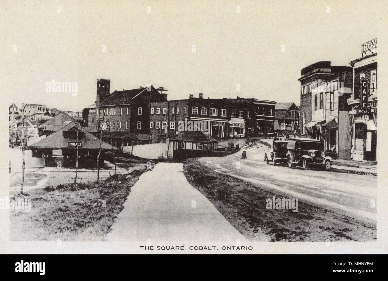 La piazza, cobalto, Ontario, Canada. Data: circa 1930 Foto Stock